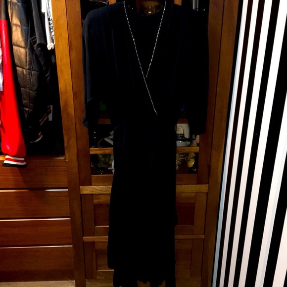 Vintage 1980s Black Flowy Skirt Dancing Dress Rhinestone Trim Small /Med Woman’s - Picture 17 of 17